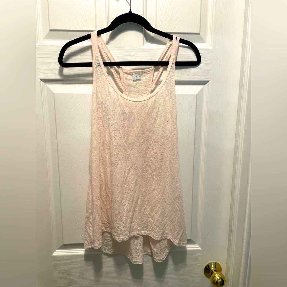 Unity Soft Pink Textured Design Relaxed Tank Top
